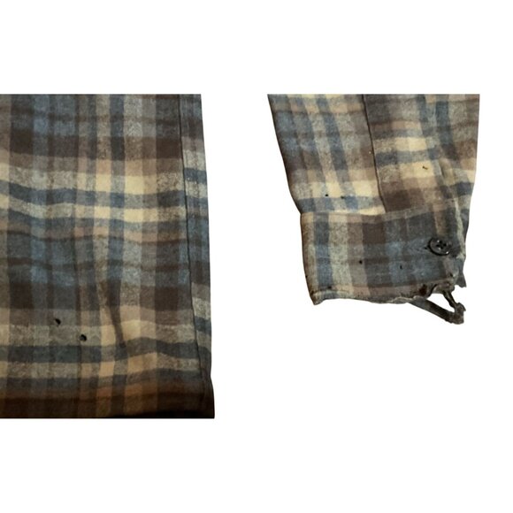 Vtg Pendleton Board Shirt M Virgin Wool Plaid Loop Collar Long Sleeve Shacket - Picture 4 of 7